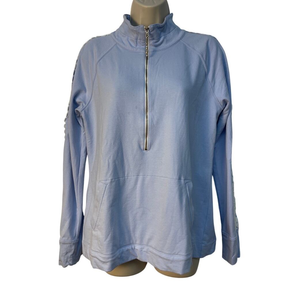 Lilly Pulitzer Skipper Popover Lavender with‎ White Lace on Sleeves Size L